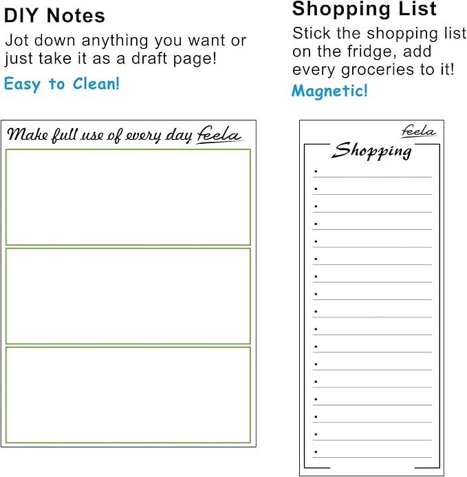 Magnetic Dry Erase 2025 Calendar Kit, 4 Pack Feela Magnetic Whiteboard Calendar for Refrigerator Includes 2 Large 17''x13'' Monthly Chalkboard 1 Grocery List 1 DIY Note for Home Office