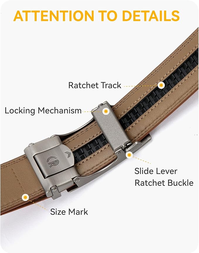 CHAOREN Leather Ratchet Belt Men 2 Pack - Customizable Fit, Effortless Style (35mm)