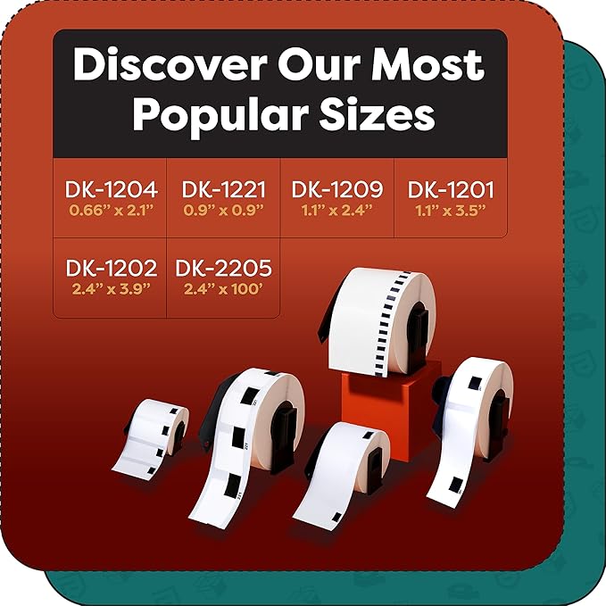 Aegis Adhesives - Compatible Label Replacement for Brother DK-1209 (1.1" X 2.4”) Address & Barcode, Use with QL Label Printers - 12 Rolls + 1 Frame