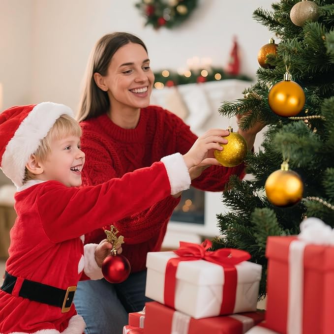 Christmas Tree Decorations Ornament Set, 60ct 2.36 Inches Gold Shatterproof Christmas Ball Ornaments, Hanging Ball for Xmas Holiday Wedding Party Decor