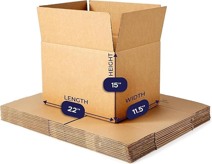 6 Pack Sturdy Cardboard Moving Boxes 15x11.5x22 – Durable Shipping, Packing, and Storage Boxes for Long-Distance Moves – Versatile Moving Supplies for Packing and Shipping Needs