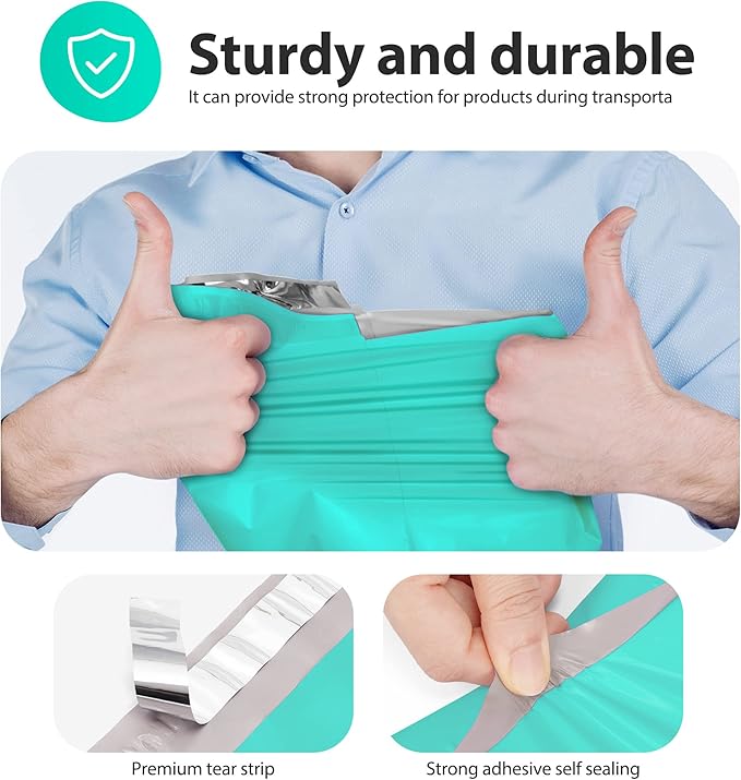 Fuxury 500 Pcs Poly Mailers 14.5x19 Inch, Bulk Shipping Bags for Clothing, Strong Adhesive Shipping Envelopes for Small Business Suppliers,Waterproof Mailers Poly Bags Mailing Envelopes Teal