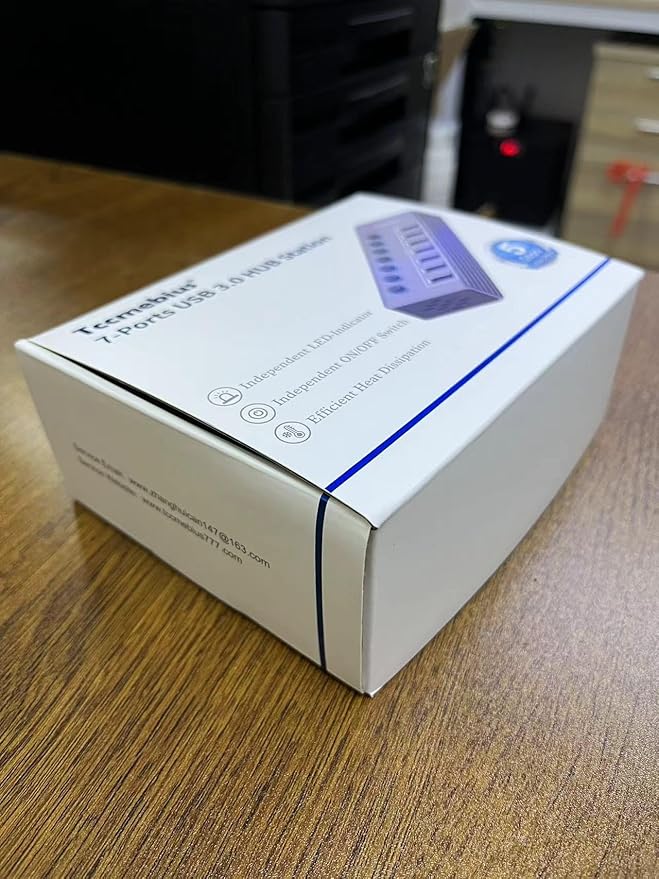 Powered 7-Port USB 3.0 Hub, USB C to 7 Ports USB Data Hub Splitter with Individual LED On/Off Switche, 3.3FT Cable, 12V/3A Power Adapter, for Laptop MacBook Pro/Air PC (Aluminum Gary)