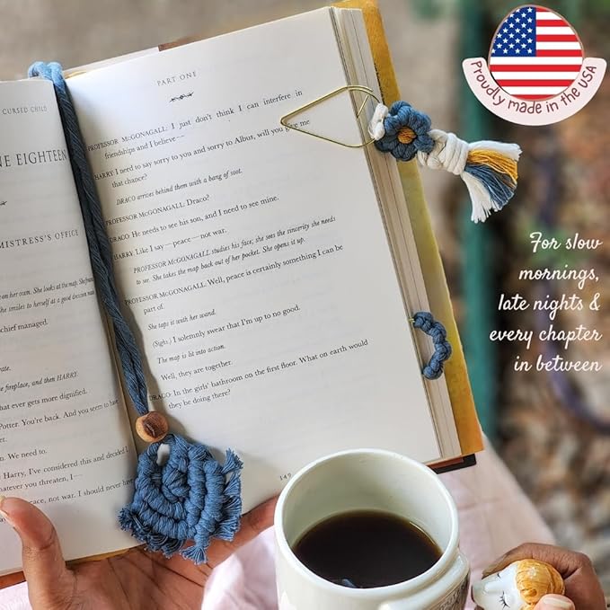 Set of 3 Whimsical Bookmark | Book tabs Classroom Must Haves Crochet Flower Bookmark Paper Clips Bullet Journal Tassels for Bookmarks Cute Things Teacher Must Haves