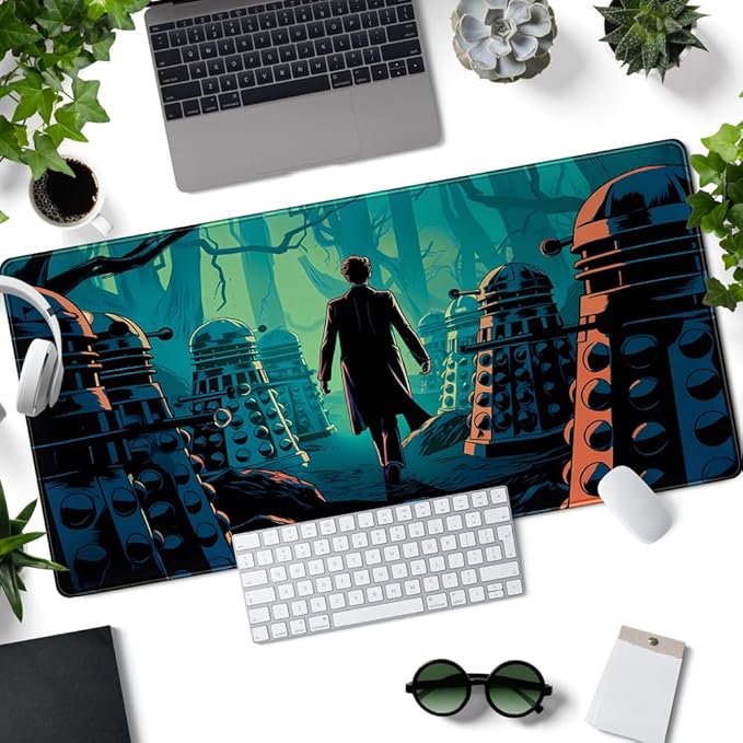 Adventure Anime Desk Pad Mat Game Playmat Black Mousepad Gaming Green Desk Mat, Desk Pad for Keyboard and Mouse Keyboard Dad Stitched Edges Non-Slip Rubber Deskpad, 31.5" X 15.8"