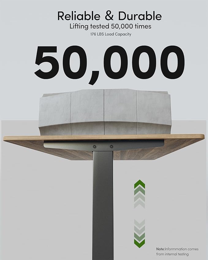 FEZIBO One-Piece Standing Desk Adjustable Height Stand up Home Office Desk, 48x24 Inch Electric Standing Computer Desk, with 4 Memory Presets, Fixable casters, Black Walnut