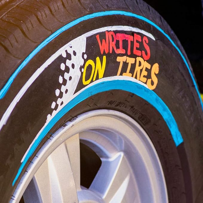 Window Markers for Glass Washable Car Window Paint Pen- Dry Erase Liquid Chalk Marker Car Decorations on All Surfaces, Tire, Windshield - Auto Marker, Autowriter, Rain Resistant (Blue, Jumbo Tip)