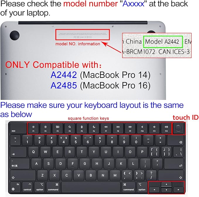 Keyboard Cover Skin for 2021-2024 MacBook Pro 14/16 (A2442 A2485 A3112 A3401 A3403 A2992 A2779 A2780 A2991 A2918 M1/M2/M3 M4) & MacBook Air 13.6''/15'' (A2681 A3113 A2941 A3114), Peony