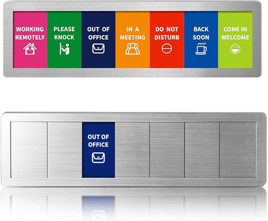 Office Door Signs,7 Options-Do Not Disturb, Out of Office, In a Meeting, Working Remotely,Please Knock, Back Soon, Come in Welcome Privacy Door Signs Available and Away for Conference Room & Meeting