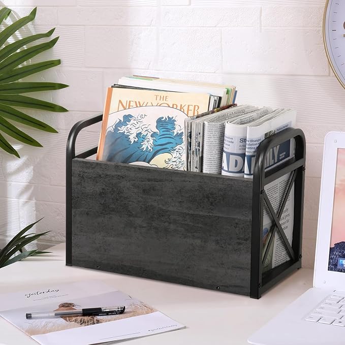 YINMIT Magazine Holder, Magazine Rack Floor, Magazine Storage Basket, Folder Organizer Bin for Books, Newspapers, Tablets