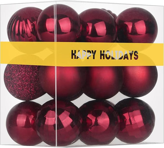 Maroon 3.2" Large Christmas Balls - Christmas Tree Decoration Ornaments Shatterproof Hanging Balls for Birthday Halloween Holiday Wedding Decorations Set of 18pcs