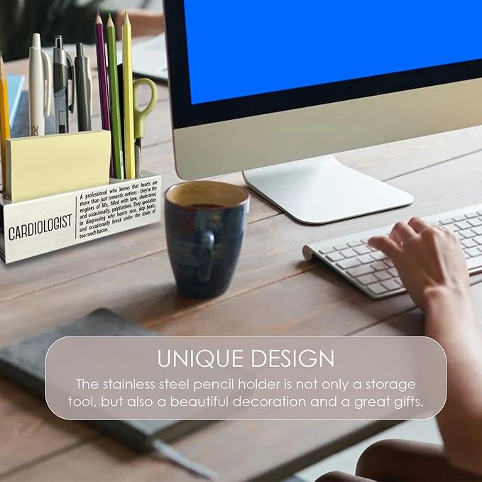 Cardiologist Definition Gifts for Women, Men, Cardiologist Office Supplies Desk Decor Stainless Steel Pen Pencil Holders WCC45