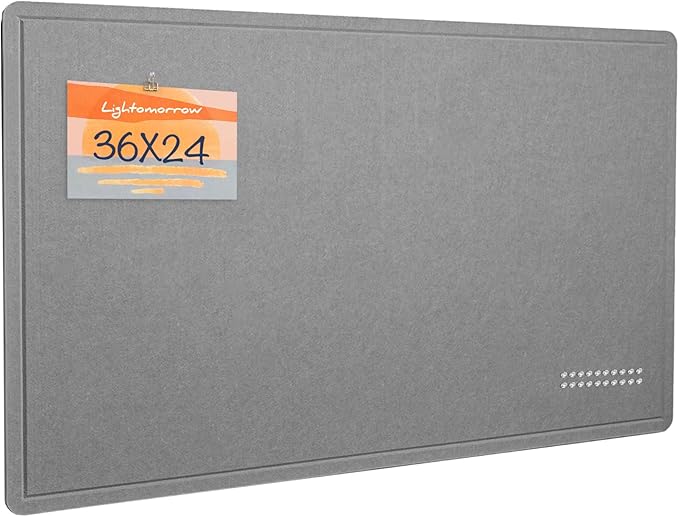 Bulletin Board, 36 x 24 Inches Felt Pin Board - Decorative Cork Alternative for Wall, 3' x 2' Foldable Picture Self-Adhesive Vision Prayer Board With 20 Pushpins - Gray