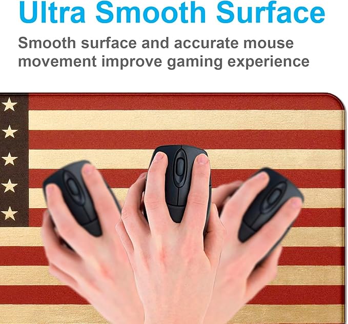 American Flag Extended Mouse Pad, Large Gaming Mouse Pad XXL Laptop Mouse Keyboard Pad 35.4 x 15.7-Inch Office Desk Decoration