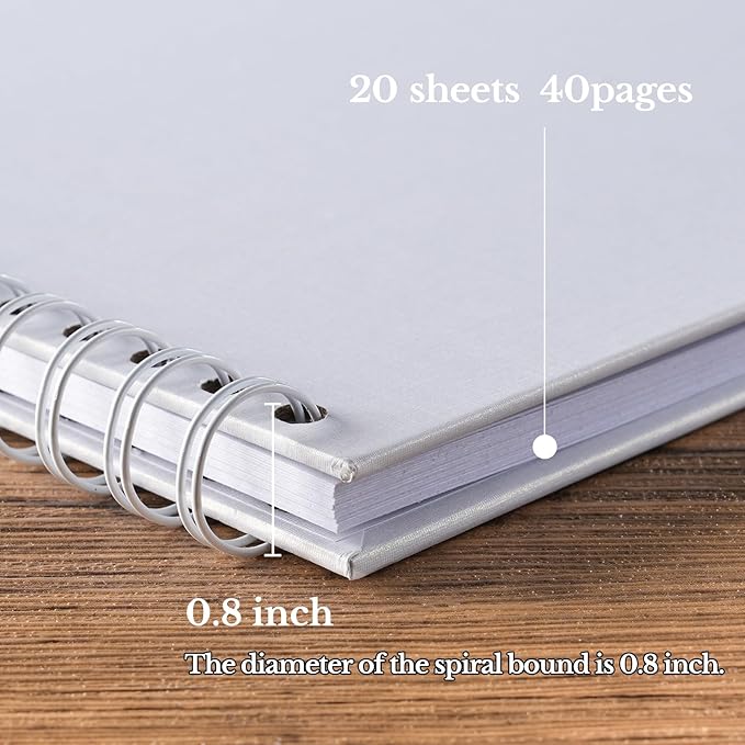 potricher 10 x 10 Inch DIY Scrapbook Album 40 Pages Hardcover Kraft Paper Scrap Book Photo Albums Memory Book for Wedding and Anniversary Family (White, 10 Inch)