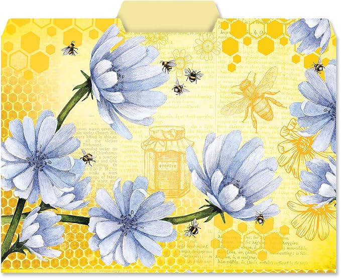 Current Bee Friends File Folders Value Pack - Bulk Set of 24, 6 Pretty Decorative Designs, 1/3 Cut Tabs, Heavy-Duty Paper Stock, Office Supplies for Home & Work, 9-½” x 11-¾” Letter Size