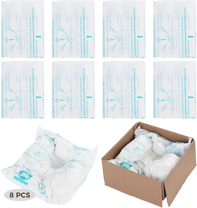 Foam Bags For Shipping 8 PCS 14×16 Inch, Handy Temperature-Activated Expanding Pouches, Instant Pack Quick Packaging - Protective Parcel Solution