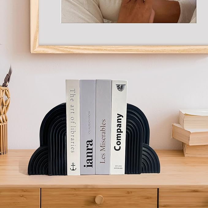 LIFFY Cloud Decorative Book Ends,7" Resin Non Skid Book Ends for Heavy Books,Elegant Book Holder for Shelves,Indoor Shelf Decorations to Hold Books for Home Office Study Desk