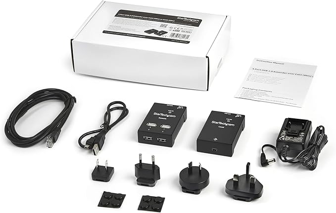 StarTech.com 4-Port USB 2.0 Extender - 130ft (40m) USB Over Cat5/Cat6 Extender - Compact USB 2.0 Over Ethernet Extender, TAA (USB2004EXTV)