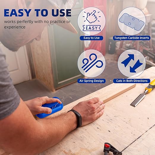 GSCIT Club Edge Banding Trimmer, with Tungsten Carbide Blades, Hand Planer Edge Bander for Burrs,Edge Corner Planer,Wood Chamfering Fillet Scraper,Edge Banding Cutter for PVC ABS Melamine (Blue)