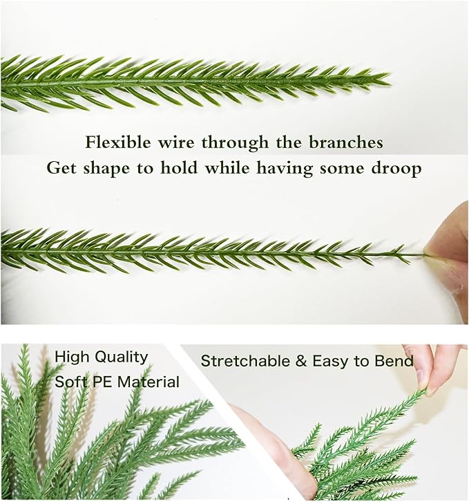 15FT Christmas Garland Norfolk Pine Garland Real Touch Artificial Greenery Garland for Mantle Fireplace Table Indoor Outdoor Holiday Decortions (Dark Green)