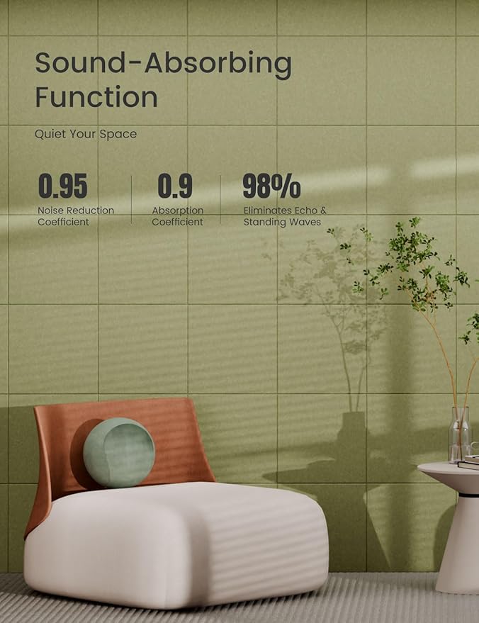 Bumusty Large Cork Board 36"x24" Alternative - 6 Pack Felt Wall Tiles with 40 Safe Removable Adhesive Tabs, 30 Pushpins, Cork Boards for Walls Pin Board Bulletin Board Office Decor (Olive Green)