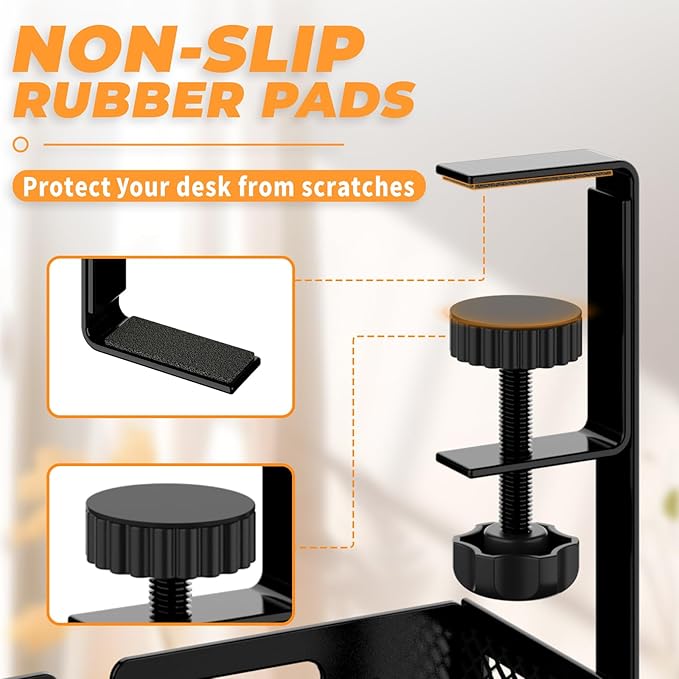 Under Desk Cable Management Tray, No Drill Steel Desk Cable Organizers, Wire Management Tray Cable Management Rack (24.4" Length-Black)