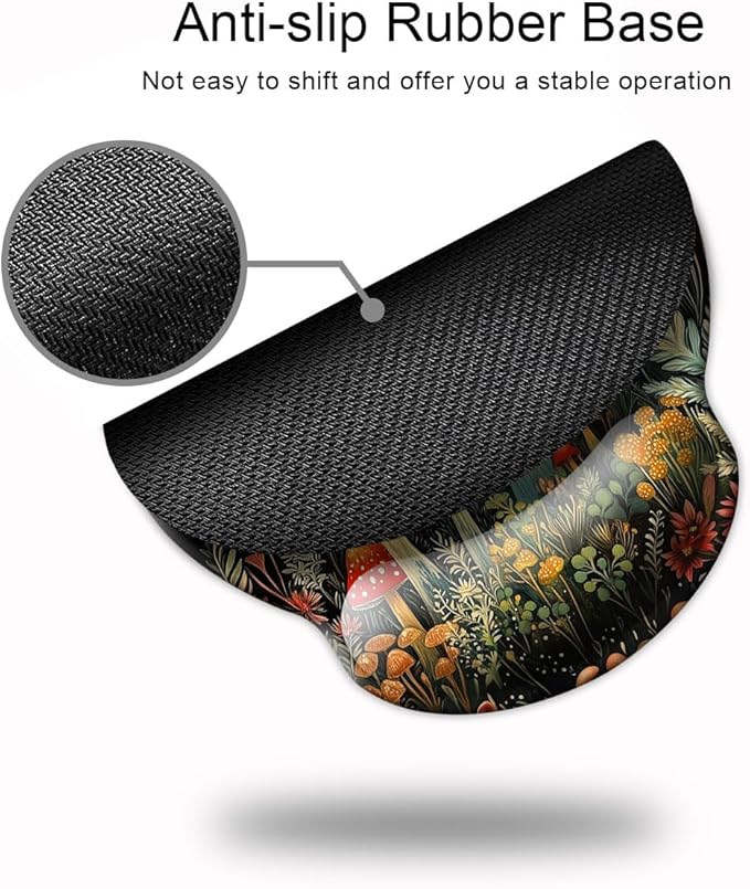 Ergo Comfort Gel Wrist Rest Mouse Pad-Ergonomic Office Mousepad with Wrist Support-Non-Slip, Design Desk Accessories Mat for Home&Game Decor Mushroom Star