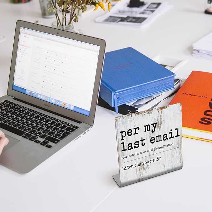 TRCENDE per my last email sign Definition Office Sign,Gifts Coworker Gifts for Women Men Home Office Decor Definition,Cute Office Tabletop Decor,Motivational Office Desk Decor XUV84