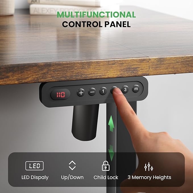 SIAGO Electric Standing Desk Adjustable - 55 x 24 Inch Sit Stand up Desk with Cable Management - 3 Memory Preset Adjustable Height Table