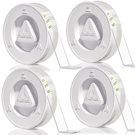 Double Sided Tape Heavy Duty, Double Sided Mounting Nano Tape 16.4FT, Clear & Tough Two Sided Adhesive Tape, Removable Picture Hanging Strips for Wall, Poster, Carpet, Home Office, 4 Pack