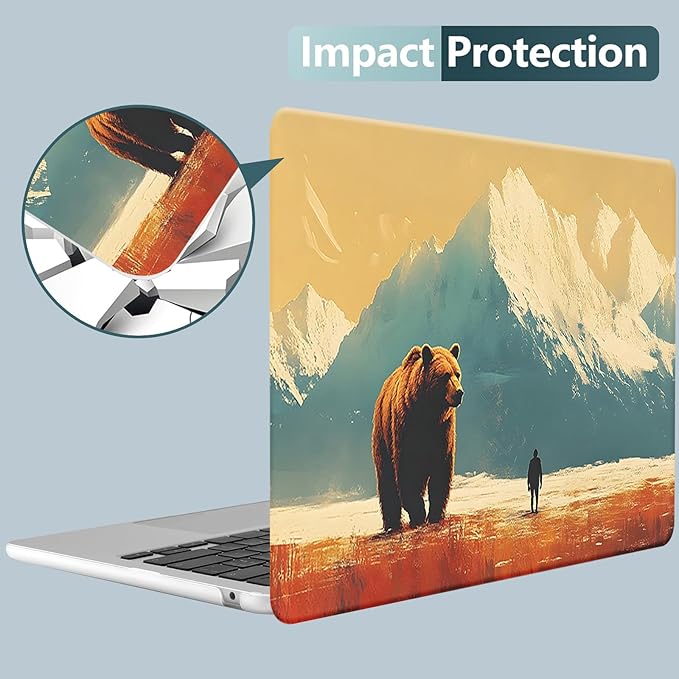 KEROM Compatible for MacBook Pro 14 Inch Case 2025-2021 M4 M3 M2 M1 Pro/Max Chip A3112 A3185 A3401 A2918 A2992 A2779 A2442, Cute Aesthetic Plastic Hard Shell & Keyboard Cover for Mac Pro 14, Bear