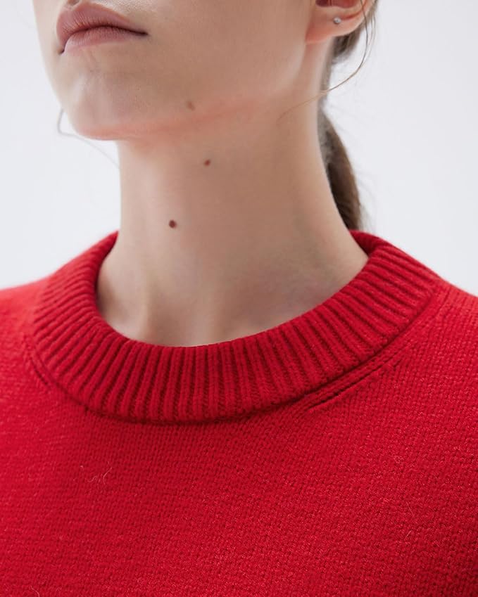 SUUKSESS Women Cashmere Oversized Long Sleeve Pullover Sweater Crew Neck Jumpers