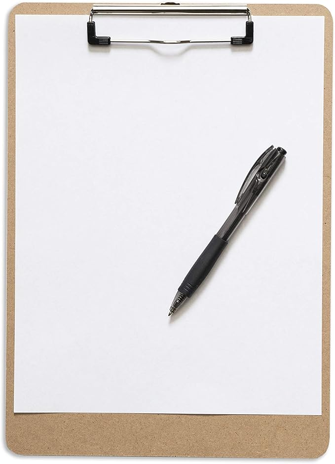 Letter Size Clipboards with Low Profile Clip (Set of 10) - Wood Clipboards Bulk 10 Pack, Heavy Duty Clipboard, Back to School Teacher Classroom Supplies, School Supplies for College Students