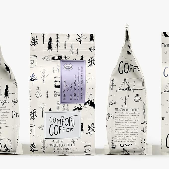 Mt. Comfort Coffee Organic Mayan Whole Bean Coffee, 12oz – Full City Roast with Nutty & Chocolate Notes – Sustainably Sourced from Small Mexican Farms