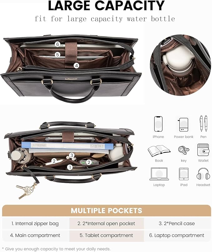 LOVEVOOK Laptop Tote Bag for Women, Office Work Bag Briefcase fit for 15.6 inch Laptop, Large Capacity Teacher Bag Handbag