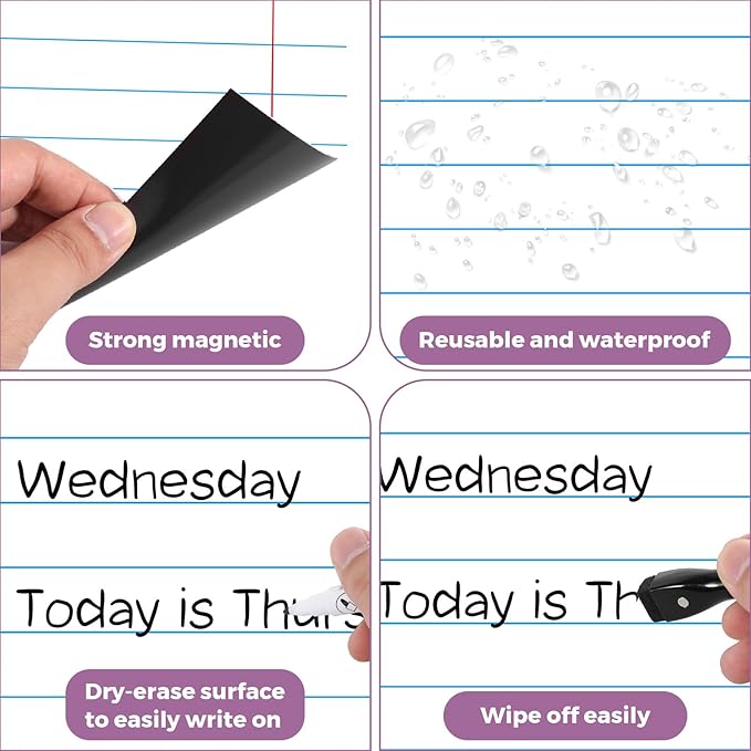 KIKIGOAL 21.5"x17" Magnetic Notebook Paper, Handwriting Lined for Classroom Whiteboard Accessories, Dry Erase Notebook Teaching Aids Homeschool Teaching Supplies