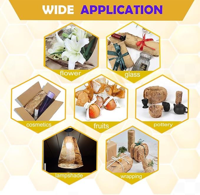 VVLIAM Honeycomb Packing Paper for Moving|Shipping 15" x 328"FT with Fragile Stickers dishes packing supplies instead of Bubble Wrap for wrapping Biodegradable Moving supplies (328FT)