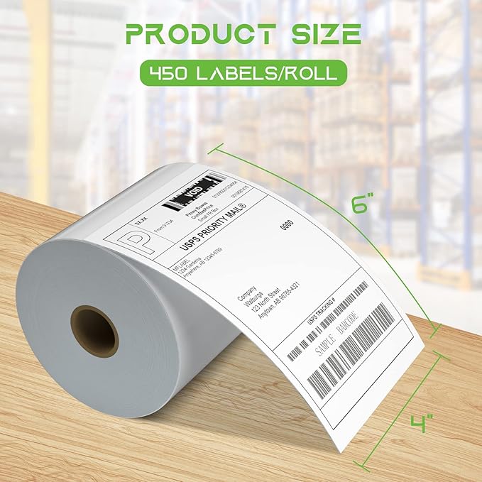 MFLABEL® 100 Rolls of 450 Labels 4x6 Direct Thermal Shipping Labels for Zebra 2844 ZP-450 ZP-500 ZP-505