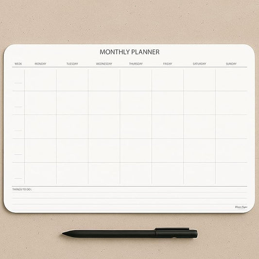 Undated Monthly Planner Notepad,Desk Calendar for Organizing&Scheduling Tasks-Productivity Tracker,Goals,Notes&To-Do Lists–A4 Size (8,3"X11,7")Premium Thick Paper with Cardboard Back Support 50 Sheets