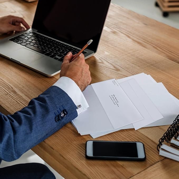 Zzrywuty #10 Letter Size Mailing Envelopes for Business, 60pcs Self Seal Windowless Security Envelopes 4-1/8 x 9-1/2 Inch White 24LB Paper