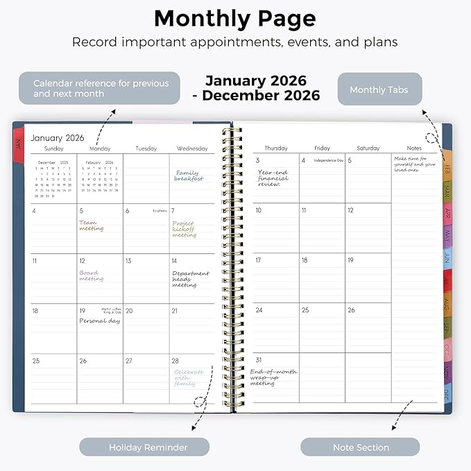 SKYDUE 2026 Appointment Book, 8.5" x 11", Hourly Planner with 15 & 30-Minute Increments, Weekly & Monthly Planner for January - December 2026, Perfect for Daily Planning Blue