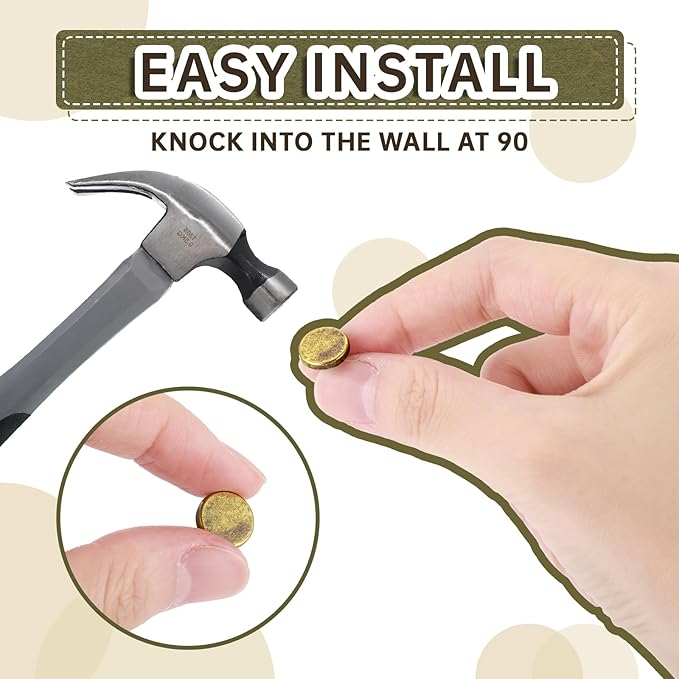 30 Pieces Push Pins, Metal Thumb Tacks for Picture Photo Hanging, Wall Pins for Board Posters Bulletin Maps, Wall Tack for Office Home Decorative(Bronze)