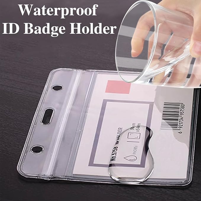 300 Pack Extra Thick Horizontal ID Badge Holder, Name Badge Holder, Name tag Holder with Waterproof Type Resealable Zip