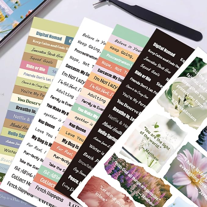 Quote Stickers for Journaling, 48 Sheets 2800Pcs+ Word Motivational Inspirational Small Talk Stickers for Scrapbook Junk Journal Bullet Journal DIY Craft Card Making