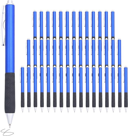 Bulk Gel Pens,50pcs Black ink Gel Pens.Wholesale Retractable Ballpoint Pen,0.5mm Fine Tip for School,Office, Nurses Notes Office Supplies(Blue body)