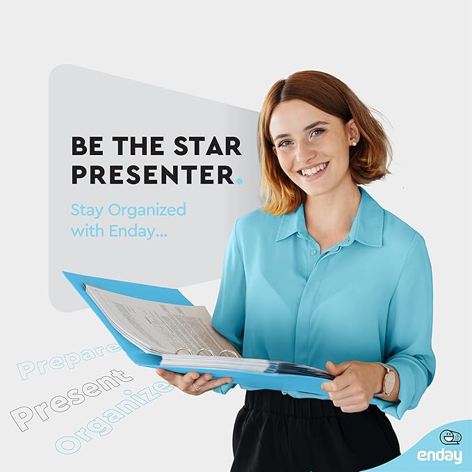 ½ Inch 3 Ring Binder Blue .5 Inch Round Ring Clear View Cover with 2 Inside Pockets Binders, Colored School Supplies Binders, Also Available in Pink, Red, Green, Purple, and Grey (6 PC) – by Enday