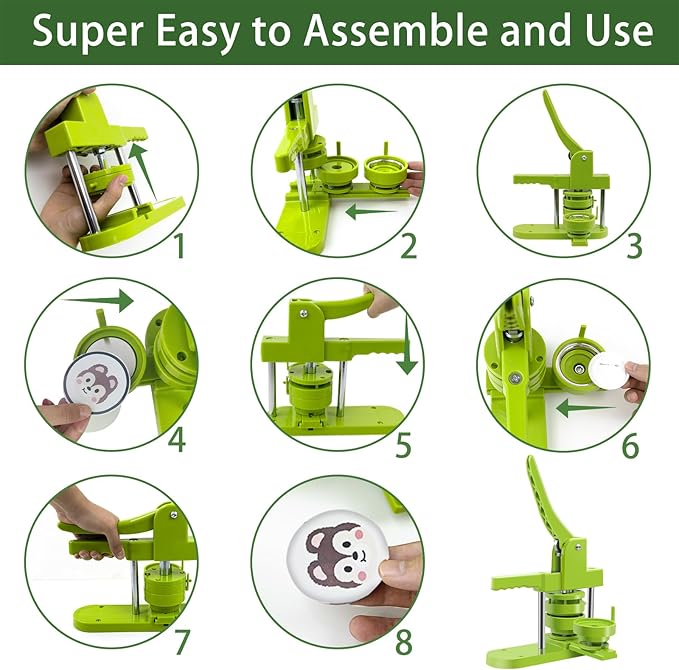 Button Maker Machine Multiple Sizes 1+1.25+2.25in, Button Pin Maker Kit for DIY Gifts, Badge Press Machine with Free 300PCS 25+32+58mm Badge Making Iron Supplies & 3Circle Cutter