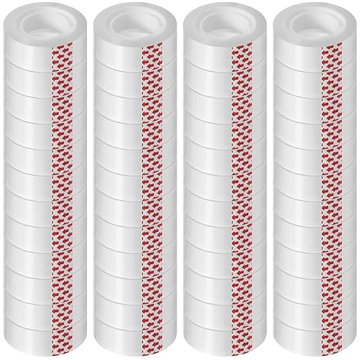 48 Rolls Transparent Tape Refills, Clear Tape, 3/4 x 800 Inches, Glossy Gift Wrapping Tapes for Dispenser, Office, School, Home