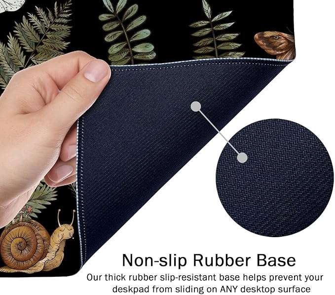 SSOIU Cute Witch Magic Mushroom Forager Fern Desk Mat, Boho Extended Mouse Pad, Extra Large Gaming Desk Pad Non-Slip Water-Resistant Rubber Base Computer Keyboard Mouse Mat, 35.5 x 15.7-inch